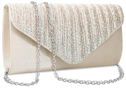 BBjinronjy Clutch-Geldbörsen für Damen, Abendtasche, formelle Strass-Handtaschen für Hochzeit, Party, Cocktail, Abschlussball, Abendessen, Champagner von BBjinronjy