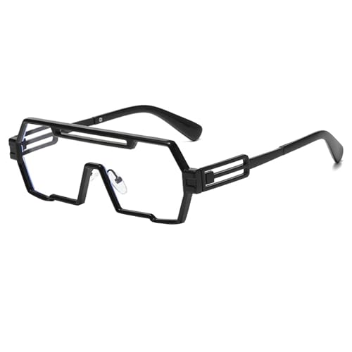 BCIOUS Coole Futuristen-Sonnenbrille für den Außenbereich, quadratische Farbtöne, Trendsetter, Futuristen, Hipster, mehrfarbige Sonnenbrille für Damen, Schwarzer Rahmen, transparent von BCIOUS