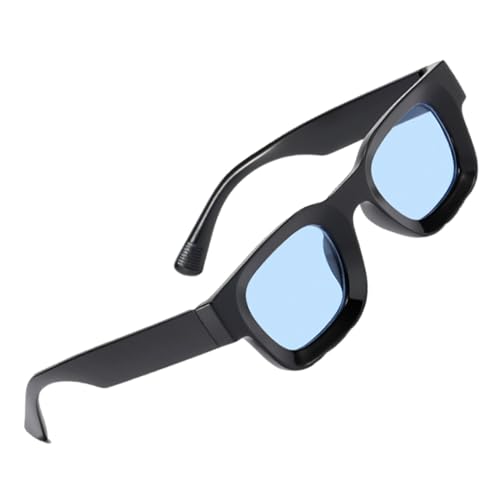 BCIOUS Futuristen-Sonnenbrille, coole leichte Sonnenbrille, dicker Rahmen, für Hochzeit, Outdoor, dicker Rahmen, Sonnenbrille für Damen, Schwarzer Rahmen, blaue Folie von BCIOUS
