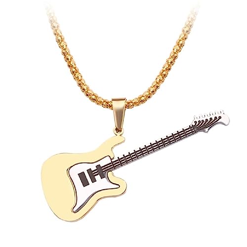 BCIOUS Modische Halskette mit Gitarrenanhänger, einfache Schlüsselbeinkette, Pullover, Hip-Hop-Charm-Halskette, Party-Schmuck, Halsband, Choker-Halskette für Damen von BCIOUS