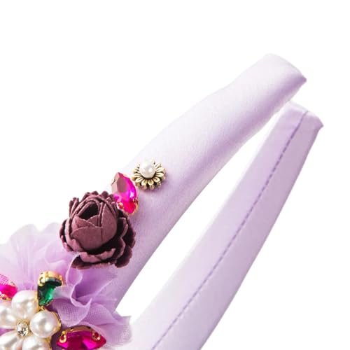 Blumenstirnband mit Strasssteinen für Damen, ästhetisch, breit, lässig, mit künstlichem, elegantem Haarband, Blumen-Haarband für Mädchen von BCIOUS