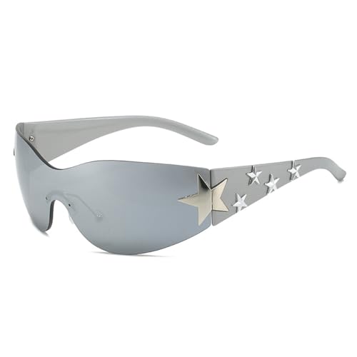 Coole Sonnenbrille für Mädchen und Jungen, Outdoor, Reisen, Futuristen, Sterne, Futuristen, Brillen, Mädchen, Jungen, Schattierungen, Vintage-Sonnenbrille, silber von BCIOUS