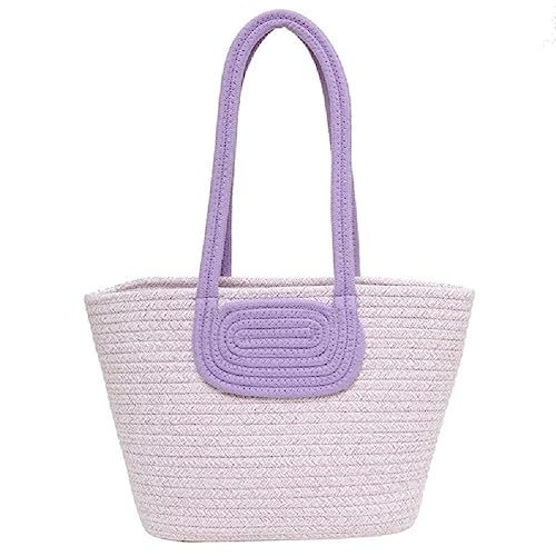 Handgefertigte einfache Tragetasche, Schultertasche, leicht und geräumig, perfekt für Arbeit, Schule und den täglichen Gebrauch, tragbare, handgefertigte Tasche, violett, no scarf von BCIOUS