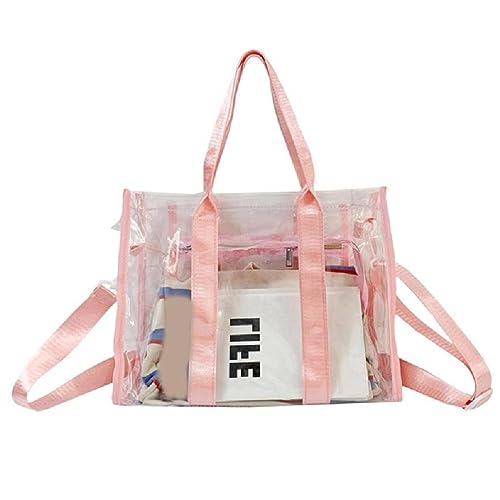 Simple Fashion Umhängetasche Freizeittaschen Trendige Tragetasche für Frauen Mädchen Transparent Crossbody Tasche Strandtasche Handtasche Schultertasche Orange/Schwarz/Rosa/Weiß, rose von BCIOUS