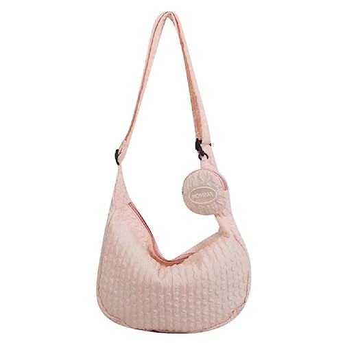 Umhängetasche mit gerüschtem Design, plissiert, Wolkentasche, minimalistische Tasche, modische Schultertasche, Crossbody-Tasche für Mädchen, Nylon-Tasche, koreanische Mädchen, Nylon, Wolken-Blume, von BCIOUS