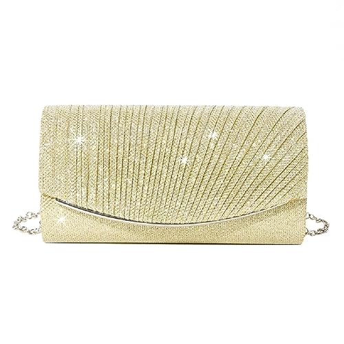 Umschlagtasche für Hochzeit, Party, Damen, Mädchen, formelle Abendtasche mit Kette, Bankett, Geldbörse, Cocktail-Handtasche, Clutch, elegante Handtasche, gold von BCIOUS