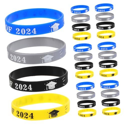 BCOATH 24 Stück Abschluss Silikon Armband Klasse Von 2024 Tragbares Armband Silikon Armband Dekoratives Abschluss Armband Jahresabschluss Abschluss Armband von BCOATH