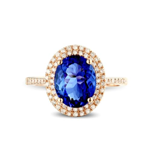 BCughia Damen Ringe Ehering, 925 Silber Ringe Damen Verlobung Oval Form Blau Zirkonia Ringe Größe 65 (20.7) von BCughia