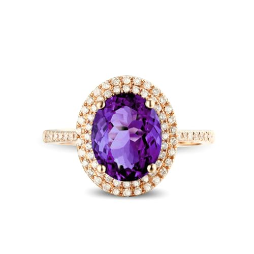 BCughia Verlobung Ringe Frauen, Ehering Silber 925 Damen Oval Form Violett Zirkonia Ring Größe 48 (15.3) von BCughia