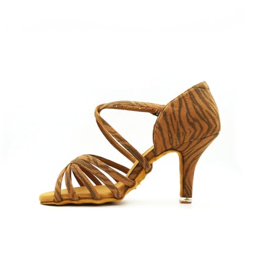 Damen Latein Tanzschuhe Tiger Print Absatz Sandalen Performance Salsa Bachata Ballsaal Tanzschuhe #216-T, 37-45, Hellbraun, 38 EU Damen Latein Tanzschuhe Tiger Print Absatz Sandalen Performance Salsa Bachata Ballsaal Tanzschuhe #216-T, 37-45, Hellbraun, 38 EU von BD Dance