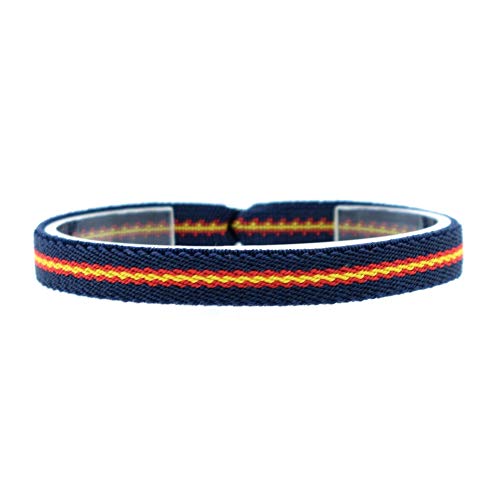 BDM Armband für Damen und Herren, spanische Flagge, marineblau, armeegrün oder rot, elastisch und verstellbar, 10 und 15 mm, wählen Sie die Größe, Stoff von BDM