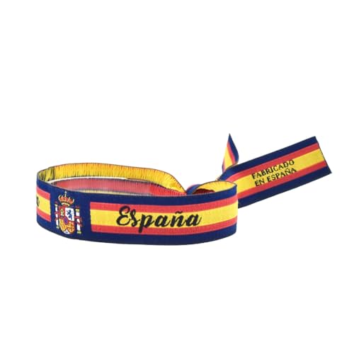 BDM Armband der spanischen Flagge mit dem Staatswappen und marineblauem Hintergrund mit verstellbarem Verschluss. Unisex-Geschenk für Männer oder Frauen von BDM