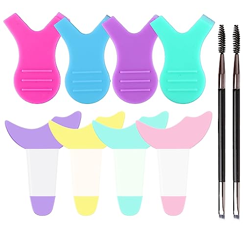 BDSHUNBF 10 Pcs Silikon Eyeliner Schablonen, Multifunktionale Make up Werkzeug, Lidschatten Schablone Hilfe, Wimpernkamm, Eyeliner Schablone für Anfänger (4 Farben) von BDSHUNBF