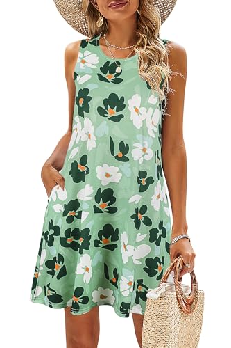 BDTECAOR Sommerkleider Damen Ärmellos Blumen T-Shirt Strandkleid Leichte Lässige Taschen Boho Tank Kleid BDTECAOR Sommerkleider Damen Ärmellos Blumen T-Shirt Strandkleid Leichte Lässige Taschen Boho Tank Kleid von BDTECAOR