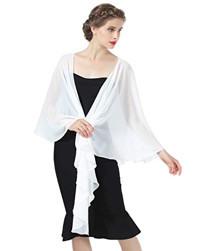 BEAUTELICATE Damen Chiffon Schal Stola Elegante Bolero Leichter Sommerjacke Braut Schal für Brautkleid Hochzeit Abendkleid Festlich (Elfenbein, Einheitsgröße) von BEAUTELICATE