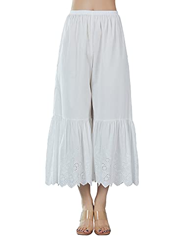 BEAUTELICATE Hosenunterröcke Damen Pettipant 100% Baumwolle Culottes Hosen Anti-Static Viktorianisches Hosenrock Schlafhose Pyjamahose von Bestickte Spitze (Elfenbein, XXL) von BEAUTELICATE