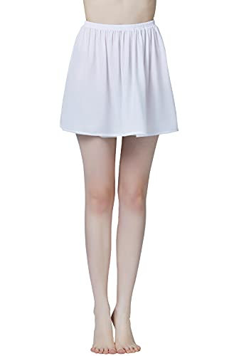 BEAUTELICATE Damen Unterrock Kurz Lang Halbrock Knielang Petticoat Unterkleid Kühl für Durchsichtige Kleider (Weiß - 40cm Lange, M) von BEAUTELICATE