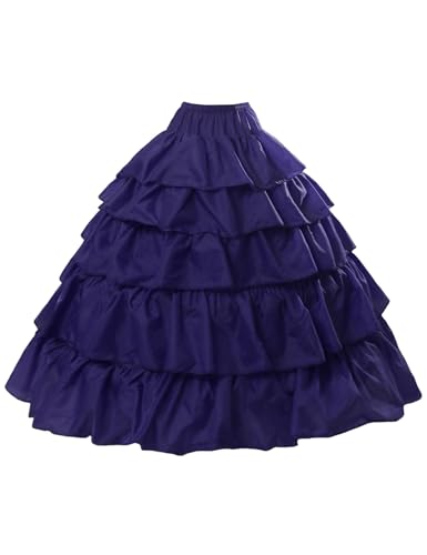 BEAUTELICATE Damen Reifrock Brautkleid Lang A-Linie Petticoat Rockabilly Barock Kleid Unterröcke Krinoline 4 Ringe mit Rüschen fur Hochzeit Karneval Halloween (Violett, L-XL) von BEAUTELICATE