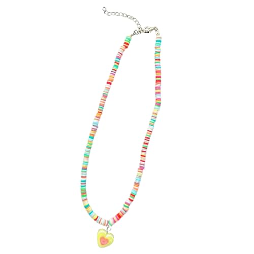 Auffällige Perlenkette, bunte Dopamine-Halskette, Regenbogenfarben, Herz-Anhänger, Choker-Schmuck für Damen, Sonstige von BEBIKR