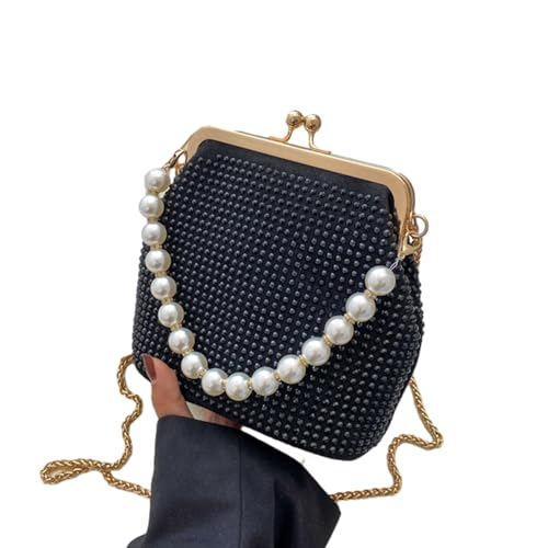 BEBIKR Achseltaschen für Damen, elegante Kettenriemen-Tasche Schultertaschen Damenmode Handtasche für Abendanlässe, Schwarz von BEBIKR