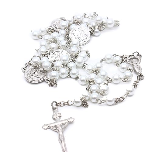 BEBIKR Gothic Kreuz Anhänger Perle Halskette Elegante Gothic Kreuz Halskette für Mode Gläubige für Frauen Männer Geschenk, Glas von BEBIKR