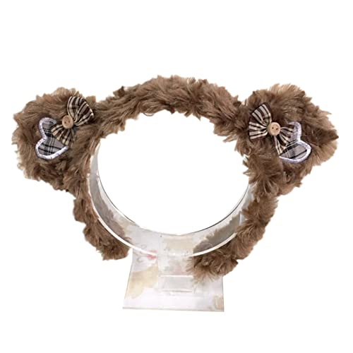 BEBIKR Haarband für Damen, pelziger Bär, Ohren, Haarreif, Plüsch, Cosplay, Kostüm, Schleifen, Tierohr, Kopfschmuck für Halloween, Party-Dekoration von BEBIKR