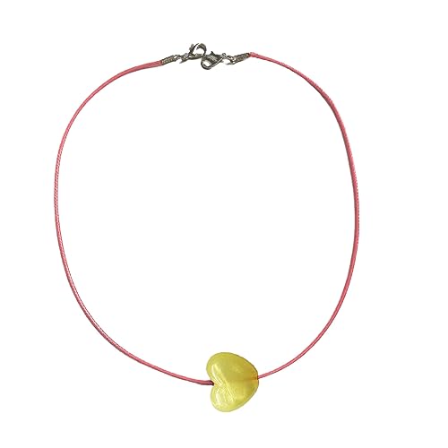 BEBIKR Halskette, Herz-Anhänger, modische Halskette für Damen, süße Mädchen, Choker-Kette, Y2K, ästhetisches Accessoire, Schmuck, Acryl-Lederseil von BEBIKR