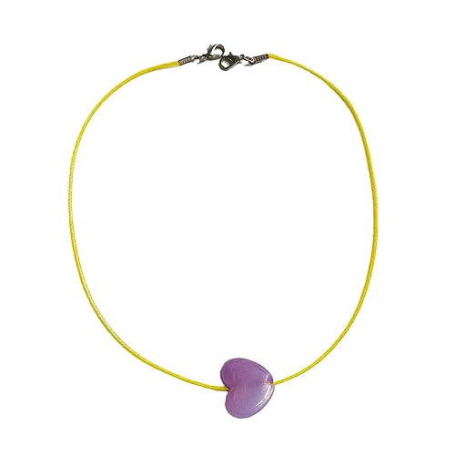 BEBIKR Halskette, Herz-Anhänger, modische Halskette für Damen, süße Mädchen, Choker-Kette, Y2K, ästhetisches Accessoire, Schmuck, Acryl-Lederseil von BEBIKR