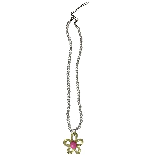 BEBIKR Halskette, elegante Blumen-Halskette für Damen, stilvoll und schick, hohle Blume, Schlüsselbeinkette, einzigartige Perlenkette, Schmuck, Geschenk, Kunstperle und Kunststoff von BEBIKR