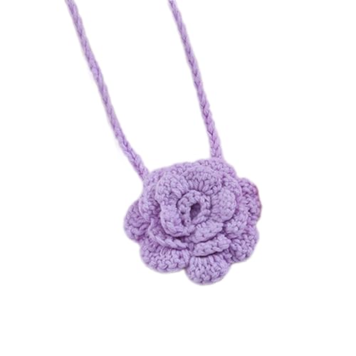 BEBIKR Halskette, elegante Strickblumen-Halskette für Damen und Mädchen, trendiges Blumenhalsband, verstellbares Seil, Y2K-Schmuckzubehör, Geschenk, Baumwolle von BEBIKR