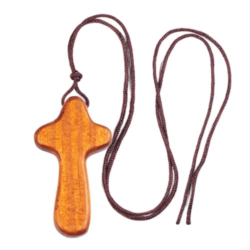 BEBIKR Halskette mit Kreuz-Anhänger aus Naturholz, handgefertigt, Holzkreuze, Choker, Gebetsgeschenk für Damen und Herren, Schmuck, Auto-Ornamente, Holz-Samtseil von BEBIKR