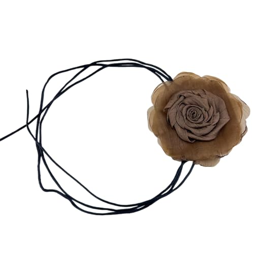 BEBIKR Halsketten für Frauen – Elegante Rose Choker Halskette Zubehör Vintage Rose Choker Fashion Forward Stoff Rose Choker Halskette für Trendsetter, 10 cm, Stoffkunst von BEBIKR