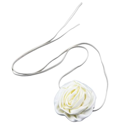 BEBIKR Halsketten für Frauen – Elegante Rose Choker Halskette Zubehör Vintage Rose Choker Fashion Forward Stoff Rose Choker Halskette für Trendsetter, 7.5 cm, Stoffkunst von BEBIKR