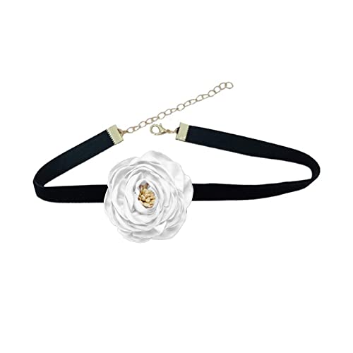 BEBIKR Halsketten für Frauen – Frauen Blumenhalsband Choker Stoff Blume Halsketten Künstliche Blume Choker Stoff Material Stoff Zubehör für Frauen, As shown in the figure, Stoff von BEBIKR