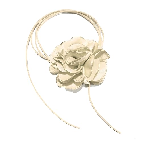 BEBIKR Halsketten für Frauen – Gothic große Rose Blume Schlüsselbeinkette Halskette für Frauen Damen Mode verstellbares Seil Choker Schmuck Y2K Zubehör, As shown in the figure, Stoff von BEBIKR