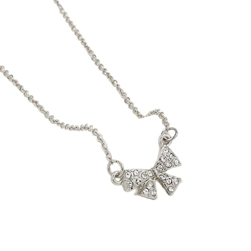 BEBIKR Halsketten für Frauen – Modische Schleifen-Halskette, Bowknot-Anhänger, Halskette, verstellbare Kette, Choker, handgefertigte Schlüsselbeinkette, Geschenke für Frauen, 43+7cm, Metall von BEBIKR