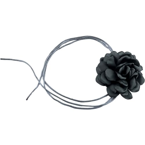 BEBIKR Halsketten für Frauen – Stilvolle Rosenblüten-Halskette, Simulationsblumen-Halskette, für Damen und Mädchen, Schlüsselbeinkette, auffälliges Choker-Accessoire, 10 cm, Stoffkunst von BEBIKR