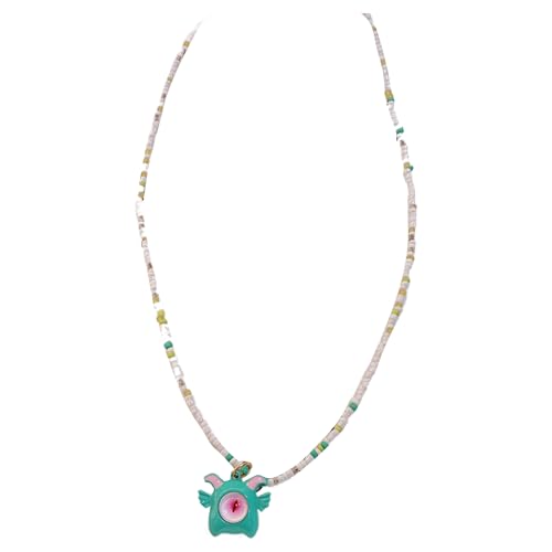 BEBIKR Halsketten für Frauen – bunte Perlen-Monster-Anhänger, Halskette, niedlicher Hals-Schmuck, Perlen, Halskette, Reisperlen, Choker, perfektes Geschenk für Frauen und Mädchen, As shown in the von BEBIKR