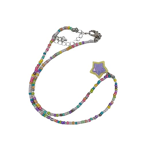 BEBIKR Halsketten für Frauen – koreanische mehrfarbige Stern-Anhänger, Halskette, Bohemian-Halsschmuck, Ornament, Halsband, Halskette, Perlen, Choker-Kette für Mädchen, 36 cm, Perlen/Perlen von BEBIKR