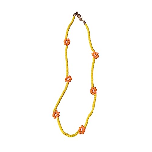 BEBIKR Halsketten für Frauen – süße Blumen-Choker-Halskette für Frauen und Mädchen, böhmische handgefertigte Perlenketten, lange Kette, Schmuck, Valentinstagsgeschenk, 40 m, Harz von BEBIKR