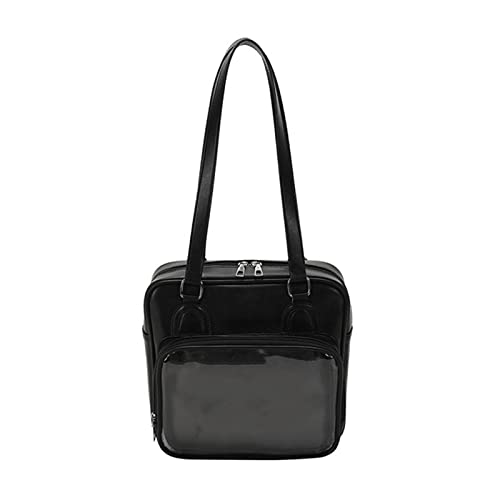 BEBIKR Harajuku Unterarmtaschen für Damen, Uniform-Tasche für Damen, High School, Mädchen, JK Tasche, Kuriertasche, große Kapazität, Handtaschen, Schultertasche, Schwarz von BEBIKR