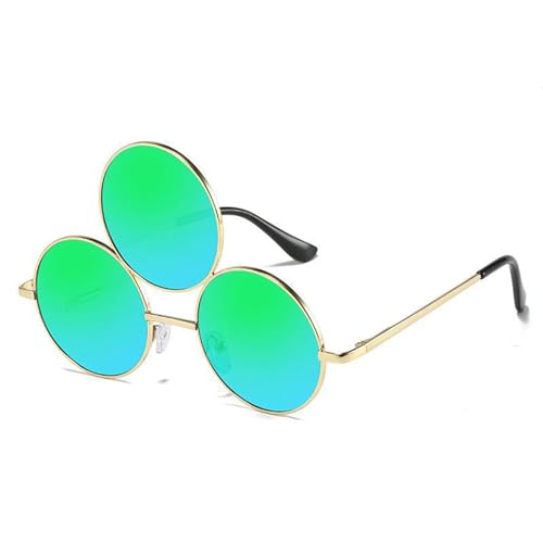 BEBIKR Modische Bunte Runde Sonnenbrille Mit Drei Rahmengläsern Für Mädchen Party Girls Die Fotos Machen Weihnachten Camping Sonnenbrille Sonnenbrille Mit Kleinem Rahmen Für Damen Sonnenbrille Mit von BEBIKR