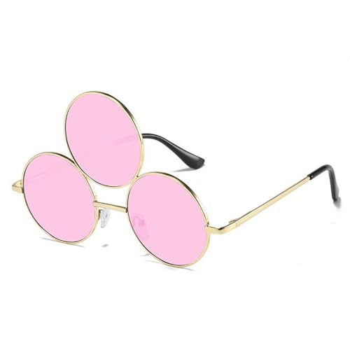 BEBIKR Modische Bunte Runde Sonnenbrille Mit Drei Rahmengläsern Für Mädchen Party Girls Die Fotos Machen Weihnachten Camping Sonnenbrille Sonnenbrille Mit Kleinem Rahmen Für Damen Sonnenbrille Mit von BEBIKR