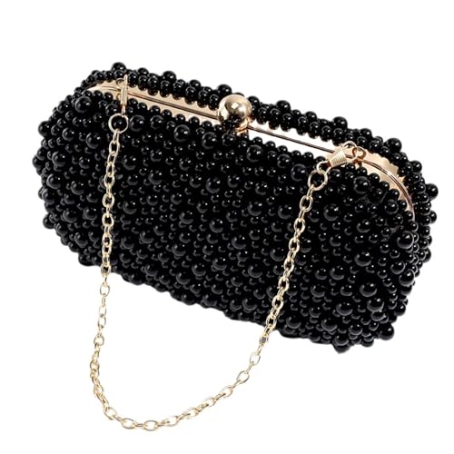 BEBIKR Unterarmtaschen für Damen, 2023 Perlen-Abendtasche für Damen, Crossbody-Tasche, Geldbörse, Party, Bankett, Hochzeit, Clutch, Damen-Handtasche, Kettentasche, Schwarz von BEBIKR