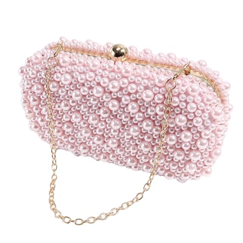 BEBIKR Unterarmtaschen für Damen, 2023 Perlen-Abendtasche für Damen, Crossbody-Tasche, Geldbörse, Party, Bankett, Hochzeit, Clutch, Damen-Handtasche, Kettentasche, rose von BEBIKR