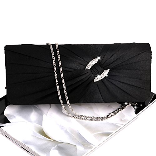 BEBIKR Unterarmtaschen für Damen, Abend-Handtasche, Geldbörse, Damen, Bling für Strass, Brautschmuck, Schultertasche, Clutch, Chai, Schwarz von BEBIKR