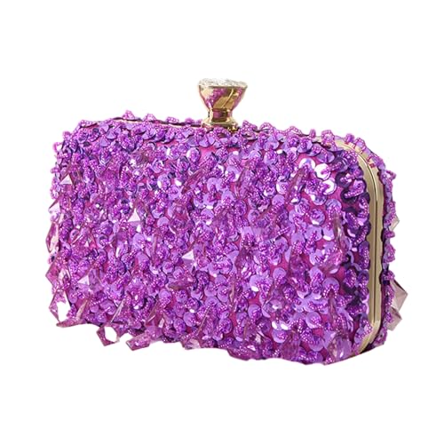 BEBIKR Unterarmtaschen für Damen, Abendtasche, handgefertigt, mit Perlen, elegante Party, Bankett, Hochzeit, Clutch, Handtasche für Mädchen, Crossbody-Tasche, violett von BEBIKR