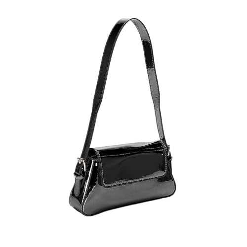 BEBIKR Unterarmtaschen für Damen, Bonbonfarben, PU-Schultertasche für Damen, einfache Unterarmtaschen, leicht und praktisch, Schwarz von BEBIKR