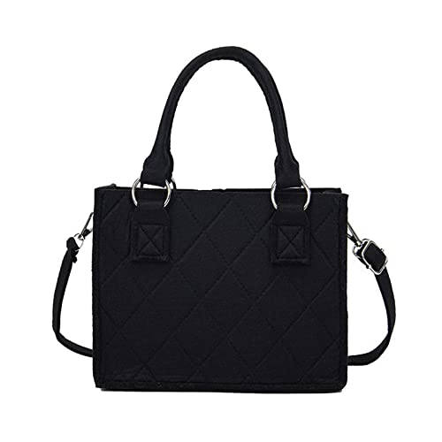 BEBIKR Unterarmtaschen für Damen, Filz-Umhängetasche, modische Umhängetasche, Mädchen, vielseitige Kuriertasche, lässige Handtasche, kleine quadratische Tasche, Schwarz von BEBIKR