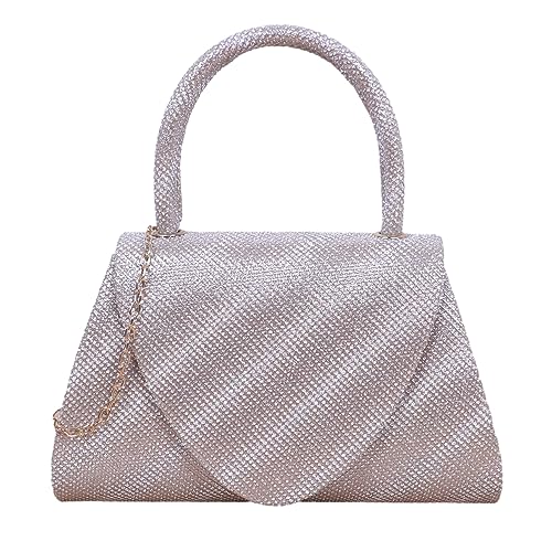 BEBIKR Unterarmtaschen für Damen, Geldbörse, Strass, Abendtasche, elegante Party, Bankett, Hochzeit, Clutches für Frauen, Mädchen, Cocktail-Handtasche mit Kette, aprikose von BEBIKR